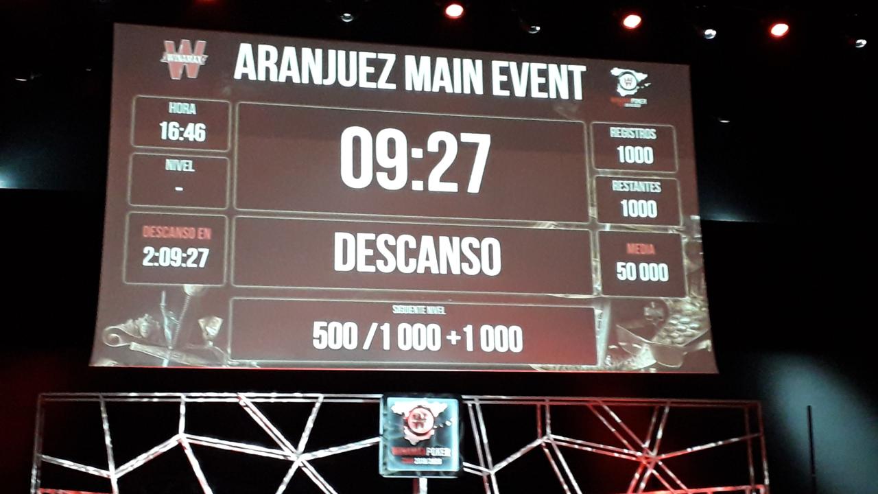 Volvemos del primer descanso del Winamax Poker Tour Aranjuez