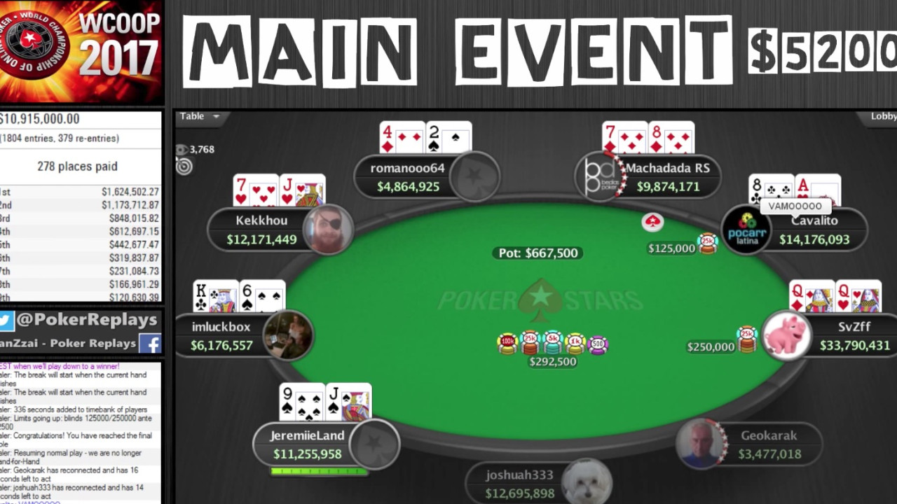 La Mesa Final del Main Event WCOOP, con cartas vistas La Mesa Final del Main Event WCOOP, con cartas vistas