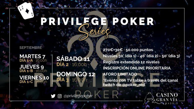 Casino Gran Vía ya tiene todo listo para el estreno de las Privilege Poker Series