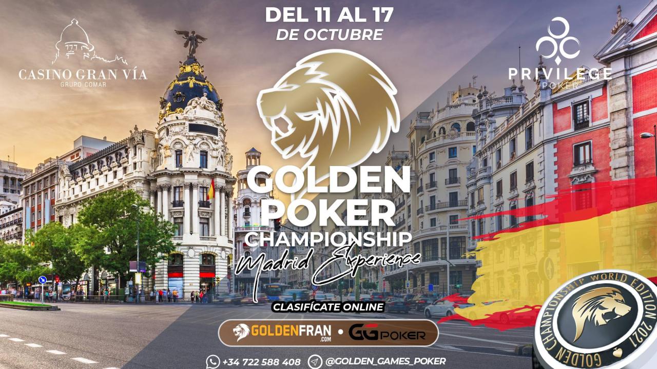Las Golden Poker Championship visitarán Casino Gran Vía y serán seguidas por Poker-Red