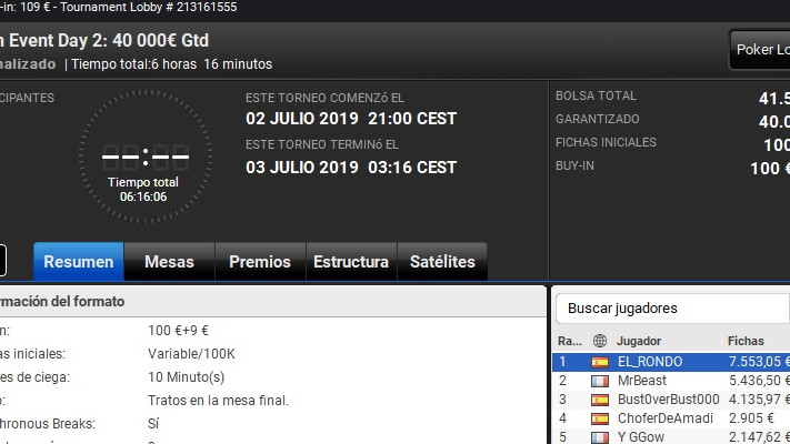 'EL_RONDO' se lleva la victoria en el main event de partypoker