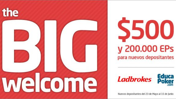 The Big Welcome: 500$ y 200.000 EducaPuntos en Ladbrokes