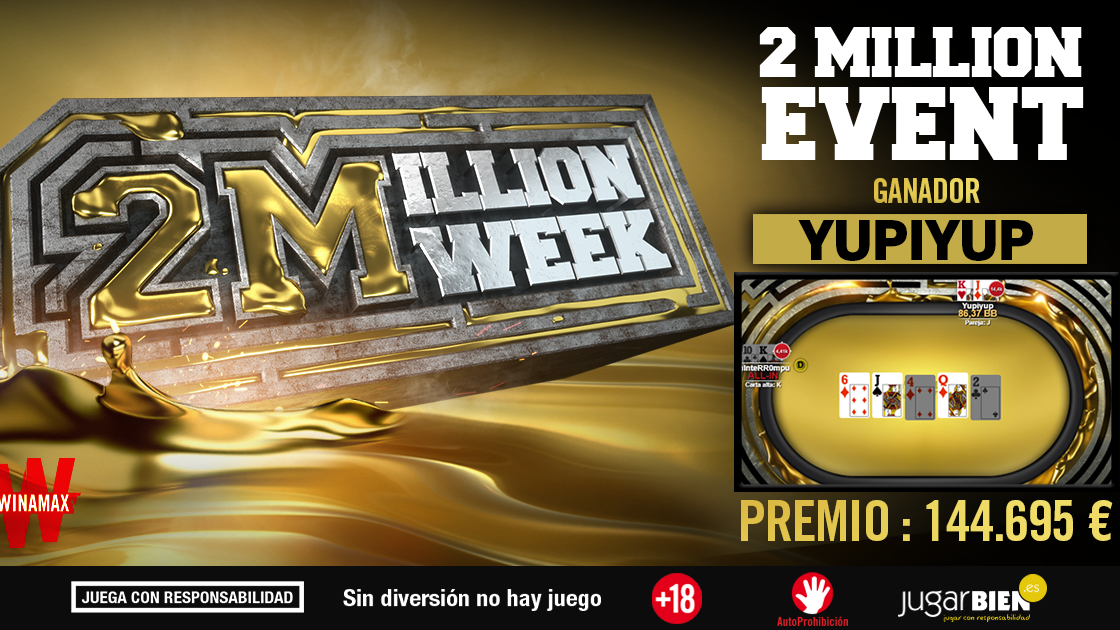 Yupiyup ingresa 144.695 € por su victoria en la 2 Million Week de Winamax Yupiyup ingresa 144.695 € por su victoria en la 2 Million Week de Winamax