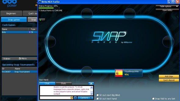 888Poker ya está testeando su poker de foldeo rápido, el SNAP