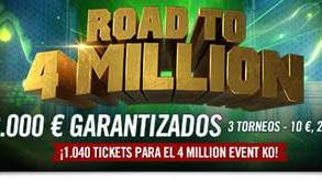 Más de mil entradas para el 4 Million Event KO en juego este domingo en sus torneos