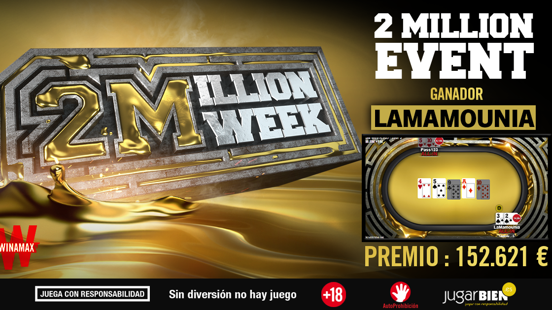 LaMamounia gana el 2 Million Week KO de Winamax por 152.622 €