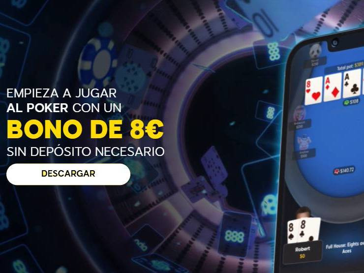 Consigue 8 € gratis sin depósito por darte de alta en 888poker.es