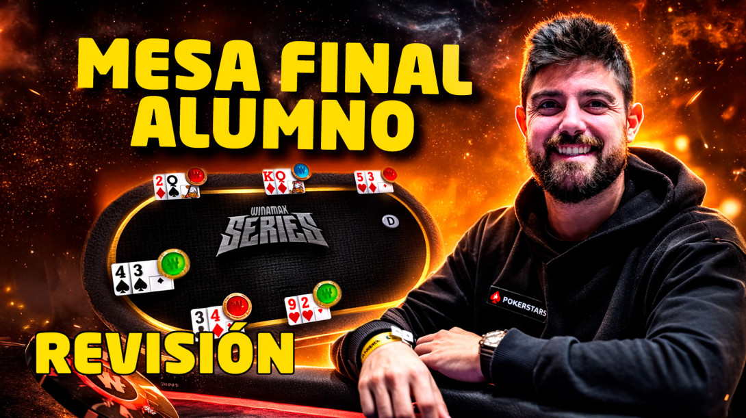 Álex Romero revisa la mesa final de un Space KO de las Winamax Series jugada por un alumno